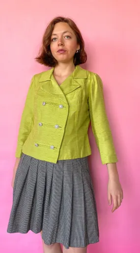 1960s Chartreuse Rhinestone Jacket, sz. M