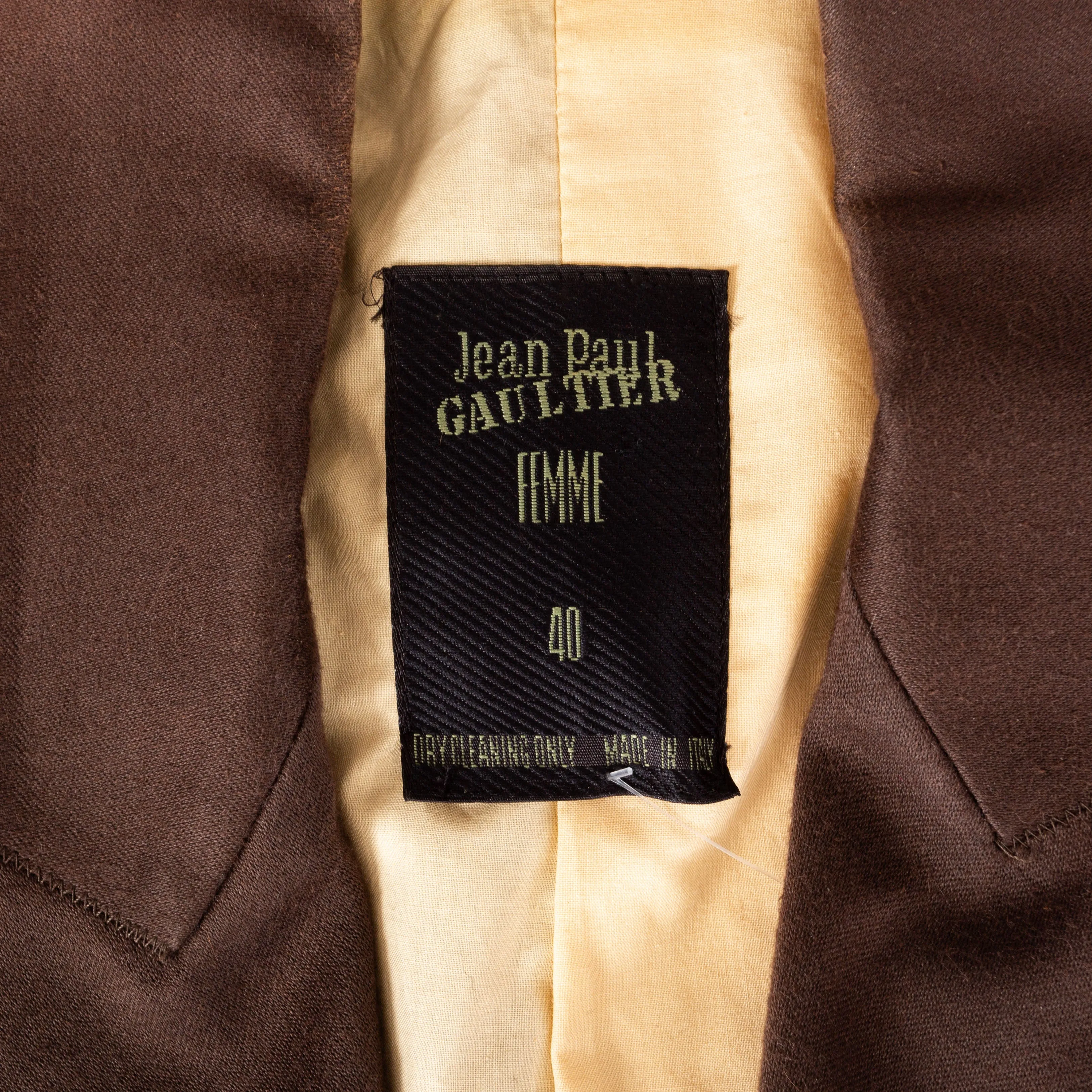 1990 Brown Wool Double-Breasted Zippered Blazer