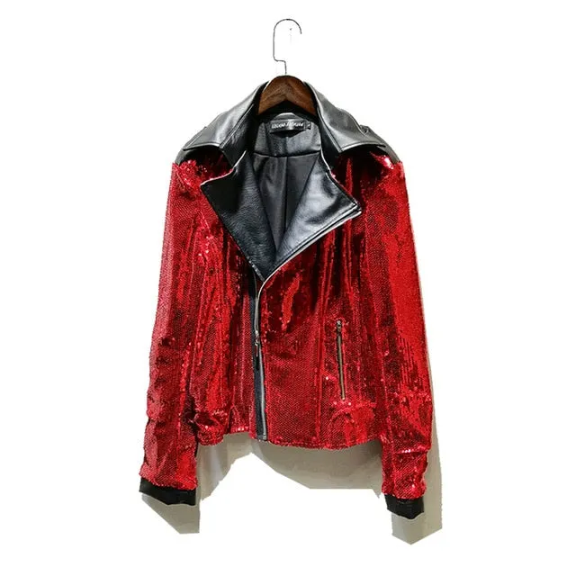 Bad Ass Glowing Red Jacket with Leather Collar