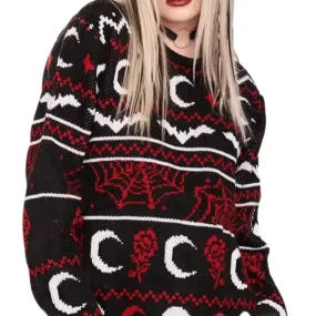 Bats, Moons and Skulls Oversize Knitted Sweater