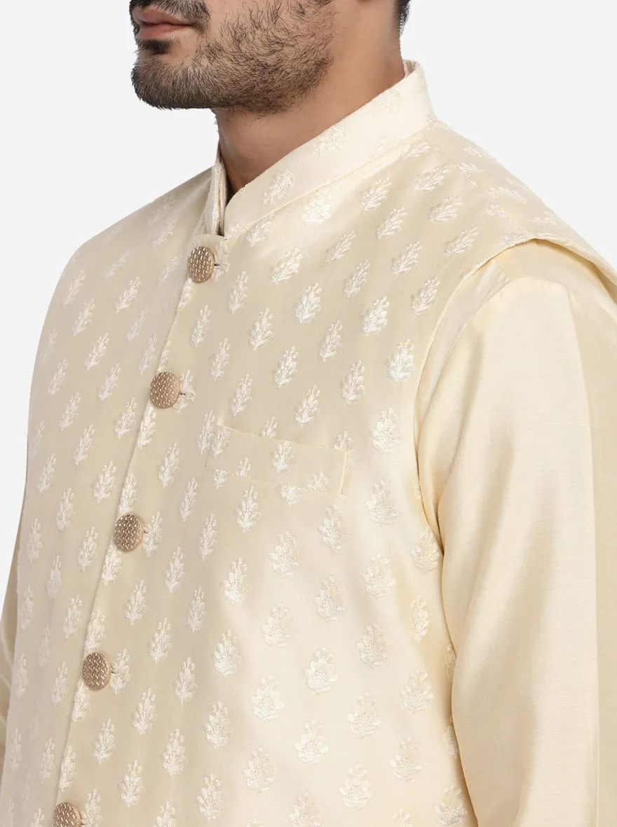 Beige Kurta Set with Beige Jacket  | Azania