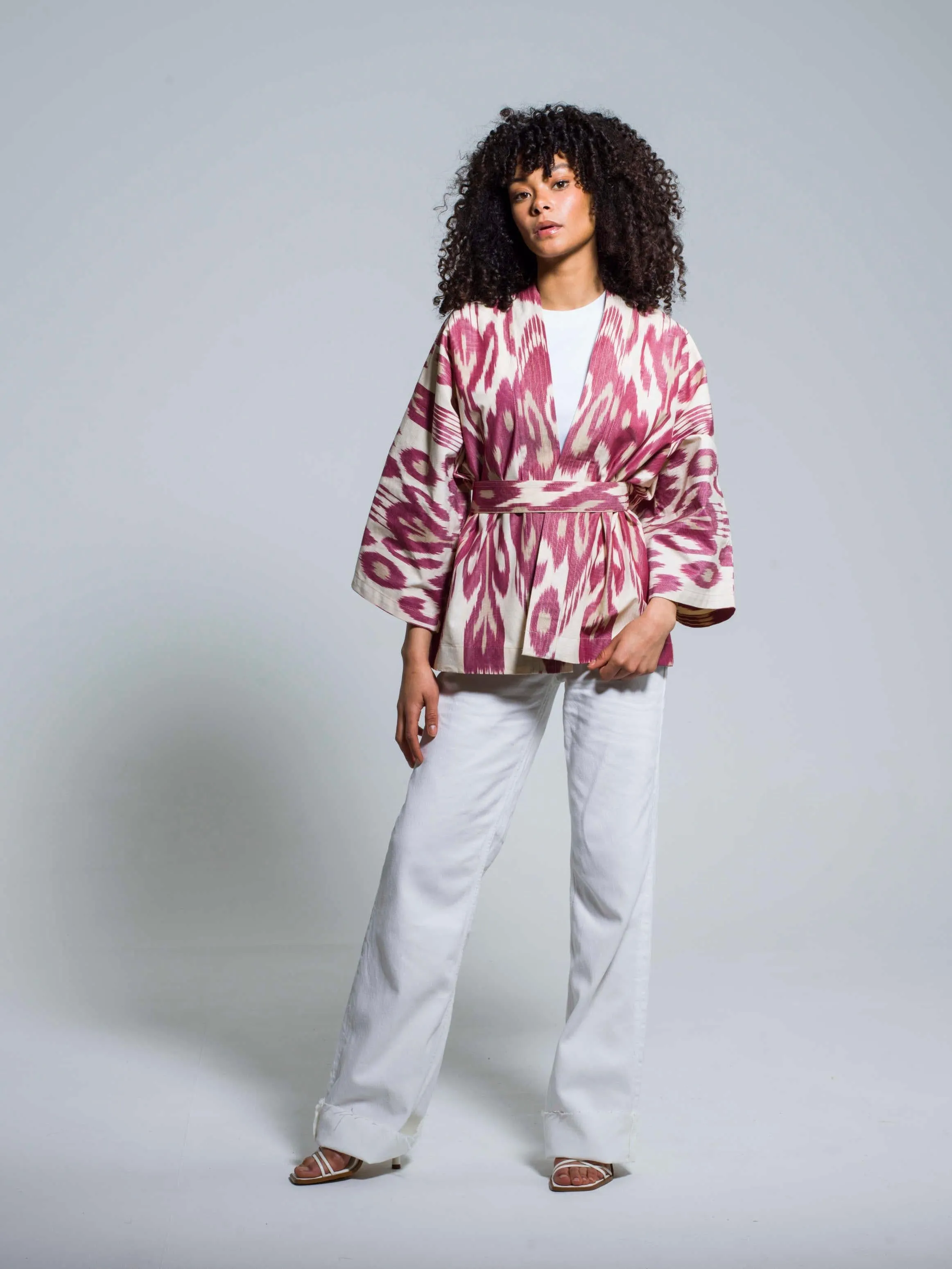 Belted 100% Cotton Short Kimono "Forgotten Pleasures"