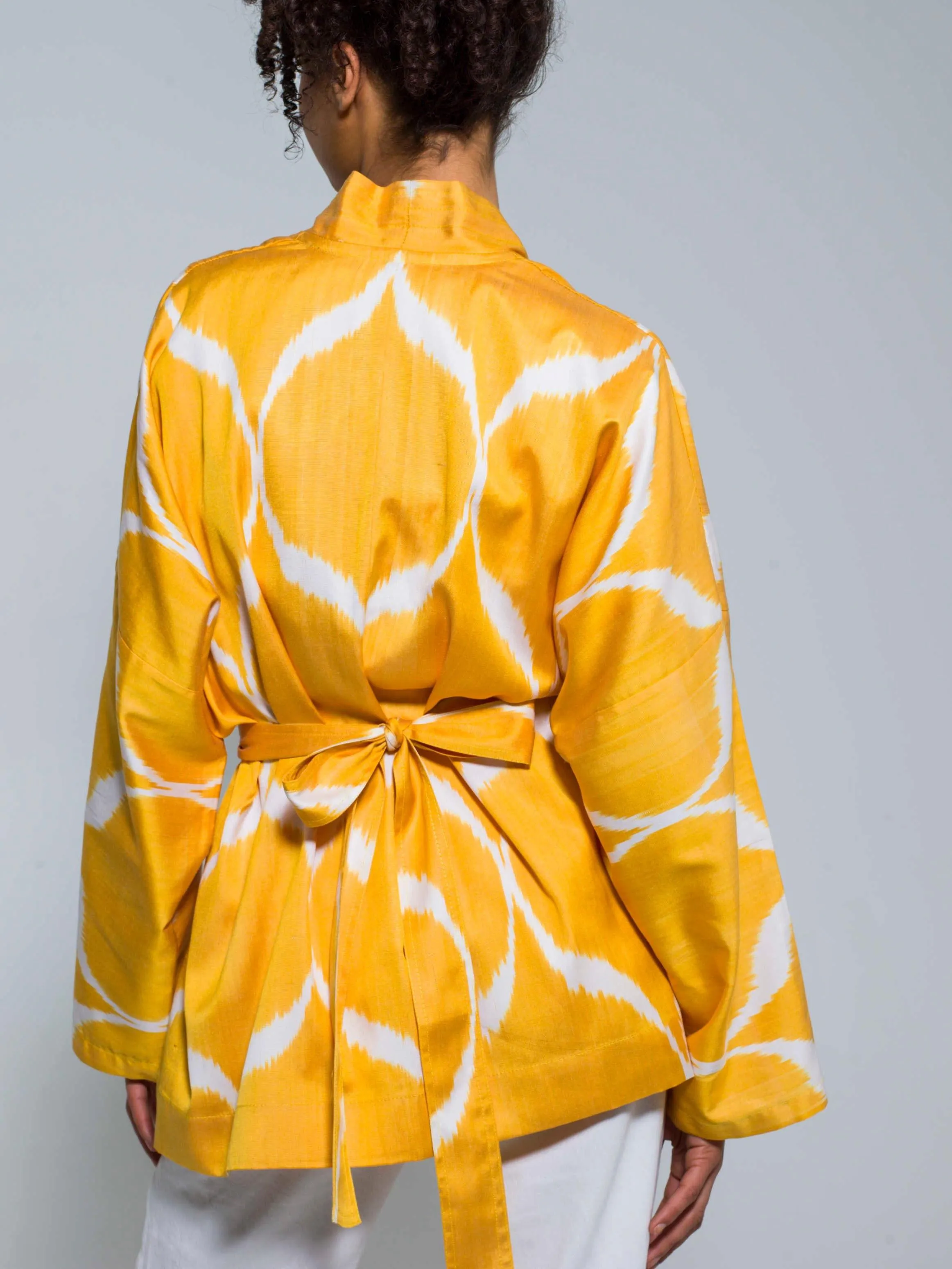 Belted 85% Silk Short Kimono "Golden Hour"