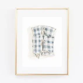 blue gingham boat coat art print