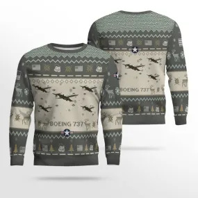 Boeing 737_Aircraft Ugly Sweater, Ugly Sweater Christmas Shirt for Men Dad Veteran