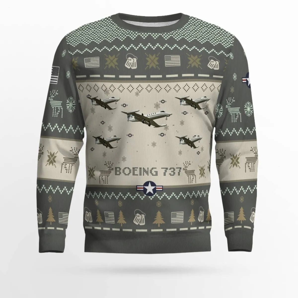 Boeing 737_Aircraft Ugly Sweater, Ugly Sweater Christmas Shirt for Men Dad Veteran