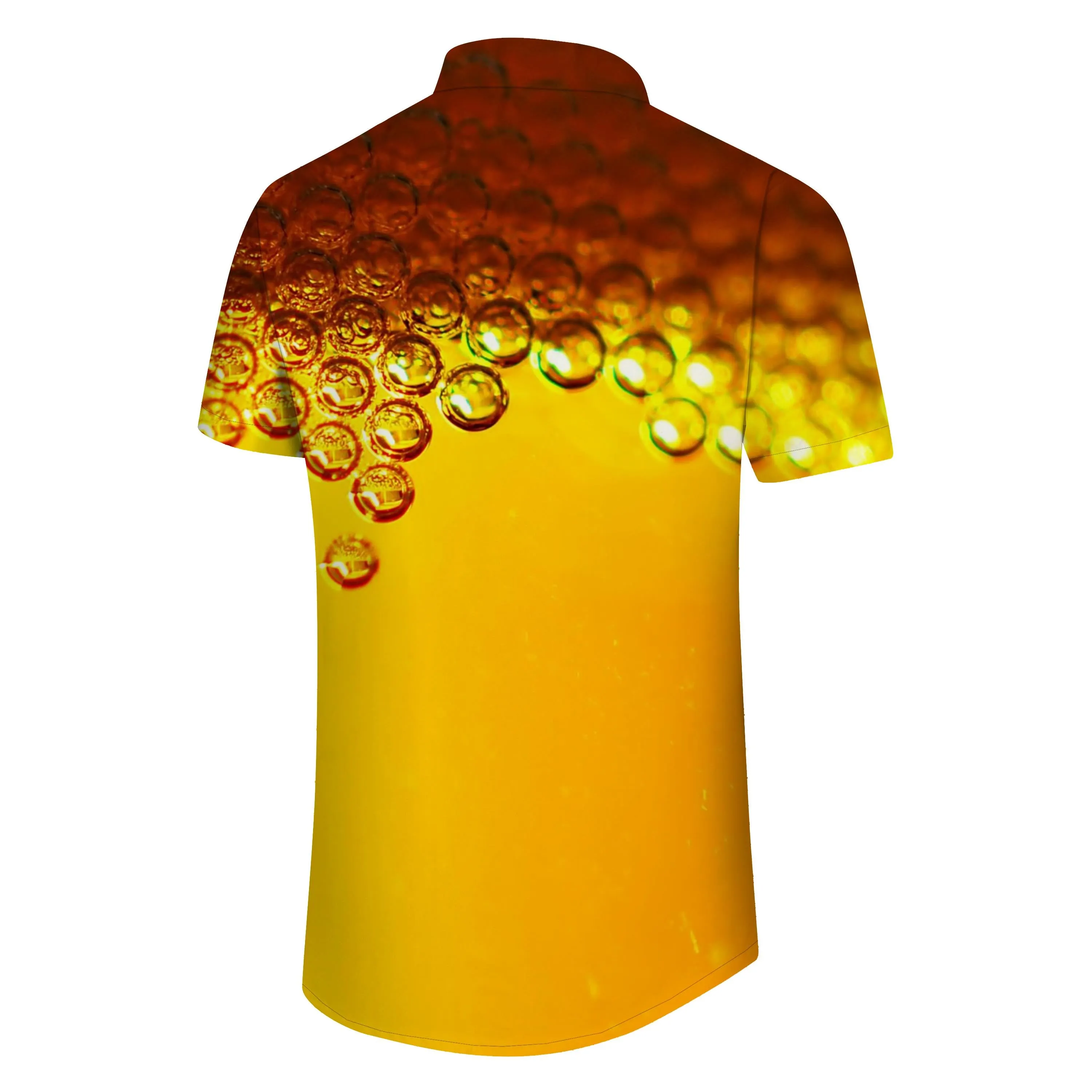 Bubble Gold Yellow 3d Printed Pattern Shirt Outdoor Mens Casual Hawaiian Button Print Geometric Beachwear Shirt Short Sleeve