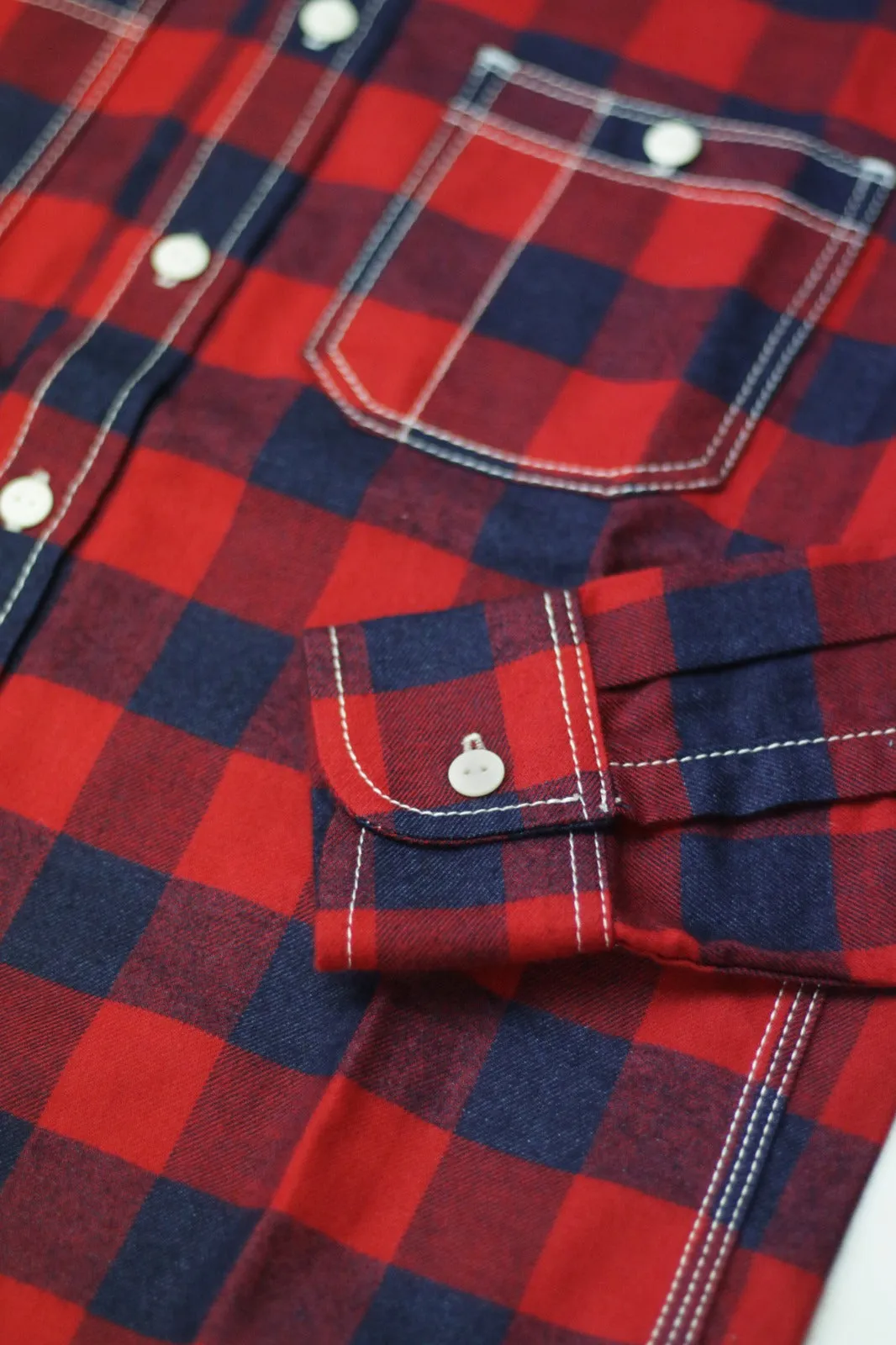 BUFFALO CHECK FLANNEL WORK SHIRT (RED/BLUE)