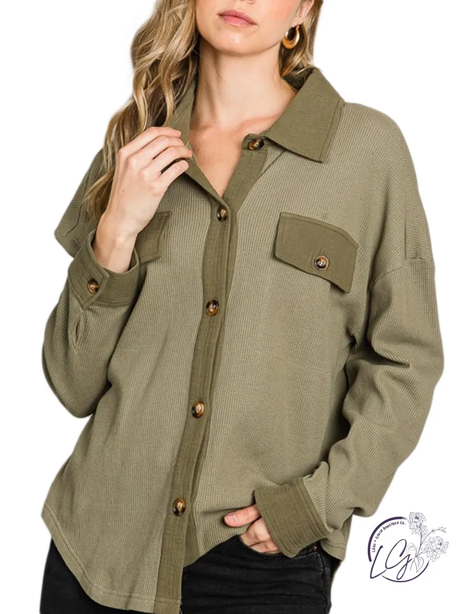 Cozy Chic Mixed Fabric Shirt