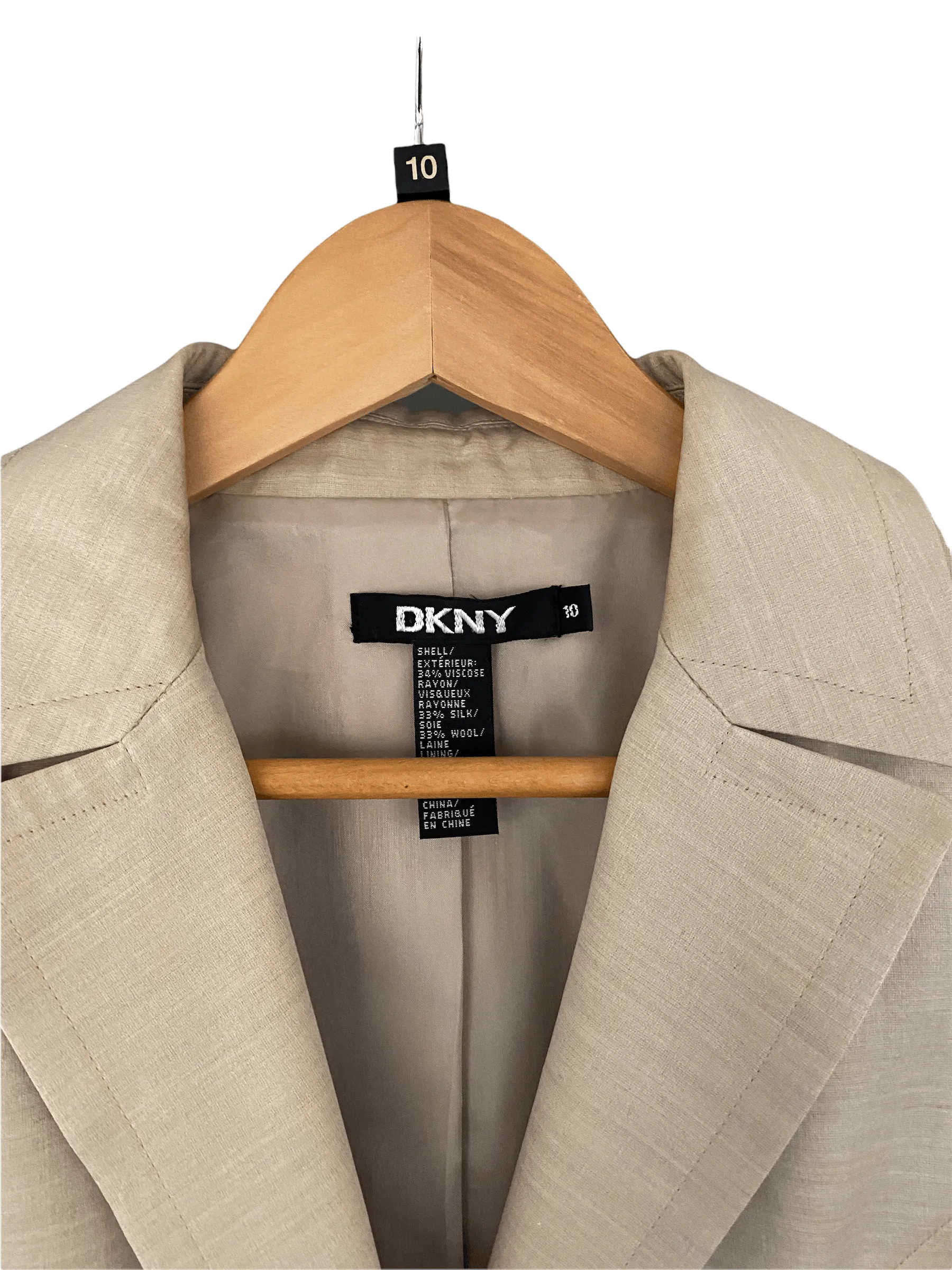 DKNY Silk Mix Jacket Cream Single Breasted Size 10