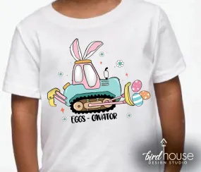 Eggs-Cavator Truck Shirt, Cute Easter Graphic Tee