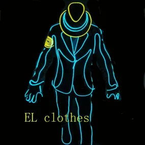 El Wire Glowing Clothes Jazz Jacket DIY Light Up Flashing EL LED suits For Men Hip Hop Streetwear Clothes  Rock DJ sets