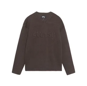 Embroidered V-Neck Logo Sweater