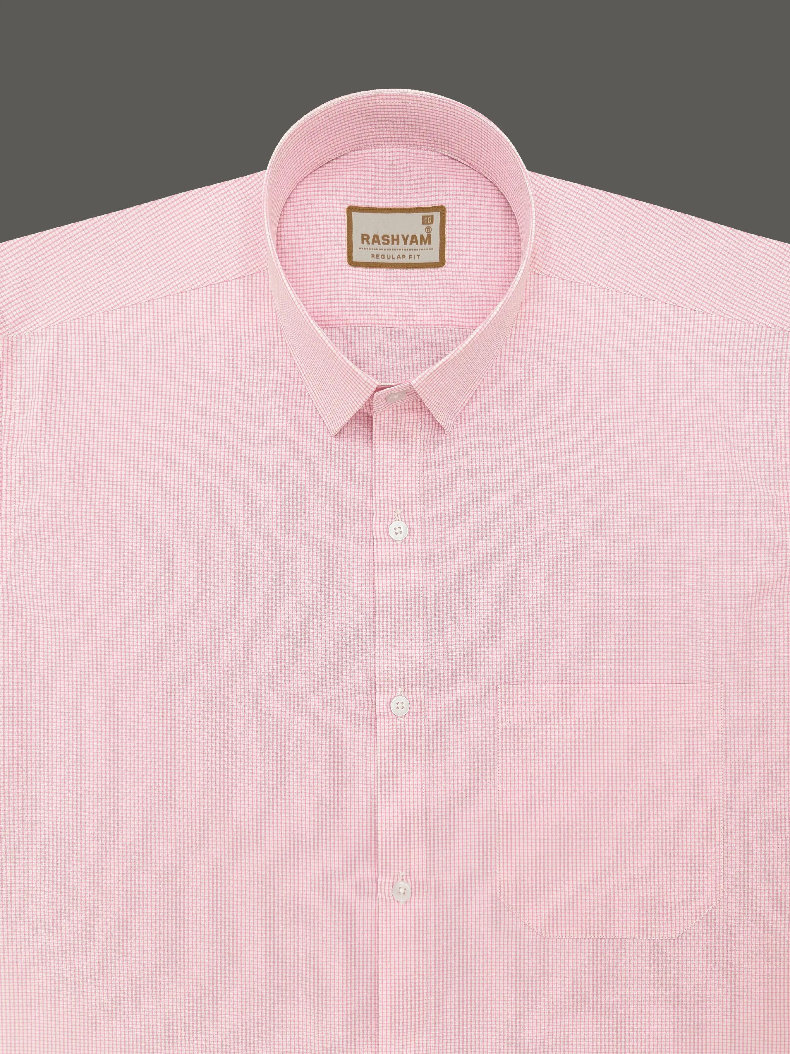 Faenza Premium Cotton Pink Checks Formal Shirt For men