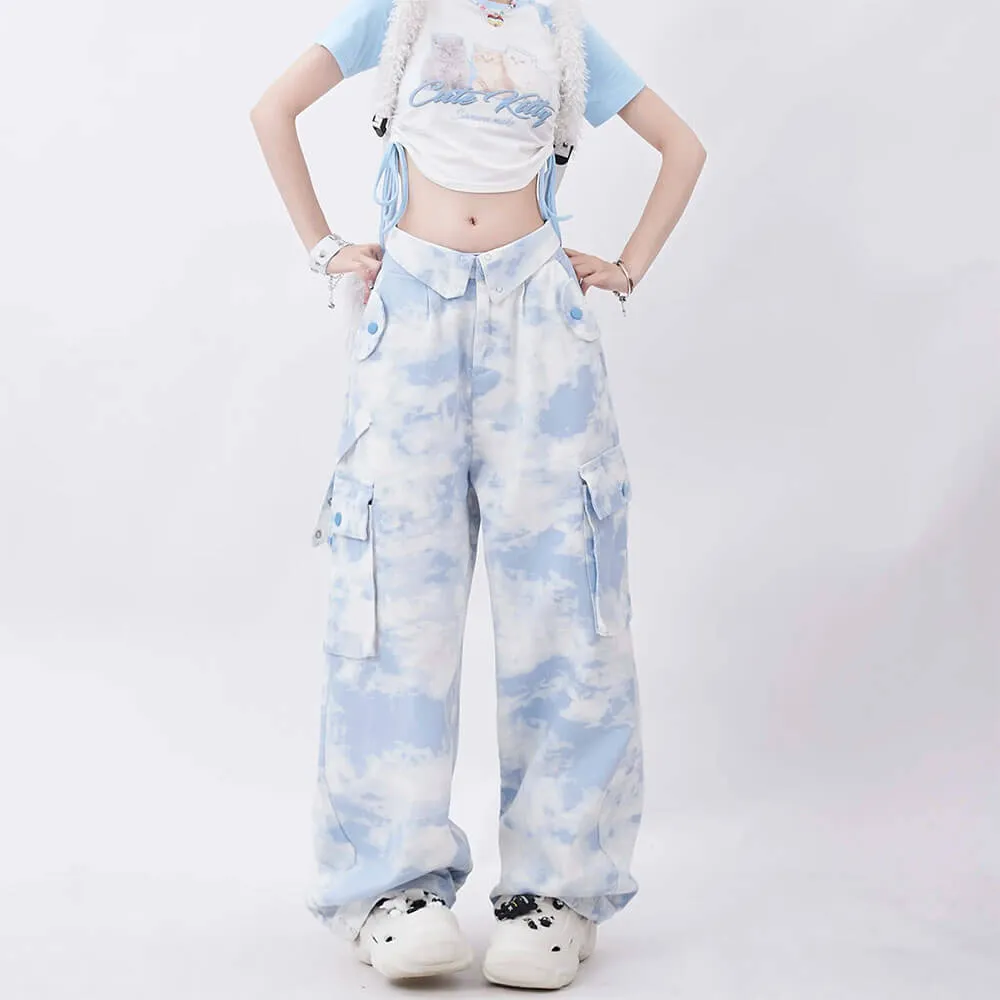 Fashionkova Sky Blue Cargo Pants