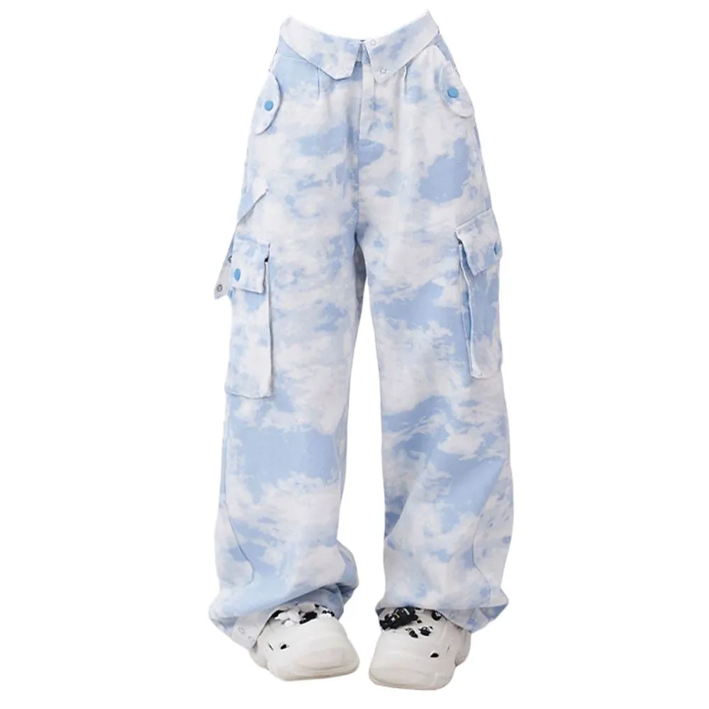 Fashionkova Sky Blue Cargo Pants