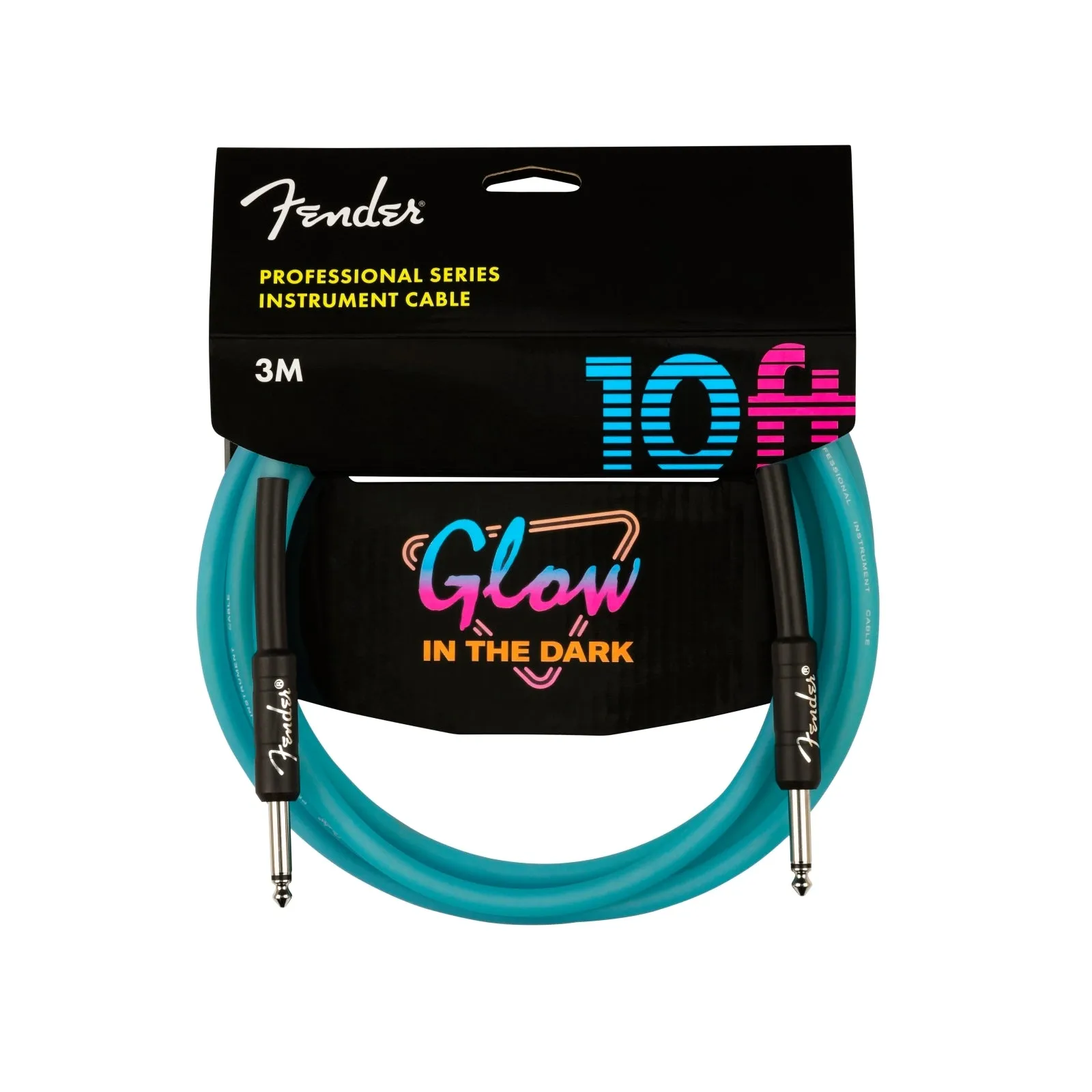 Fender 10' Instrument Cable Glow In The Dark - Dark Blue