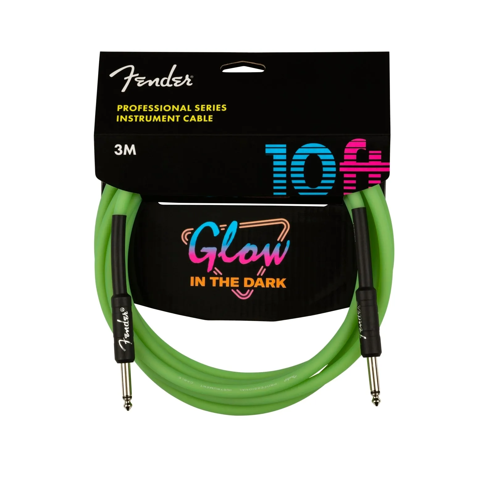 Fender 10' Instrument Cable Glow In The Dark - Green