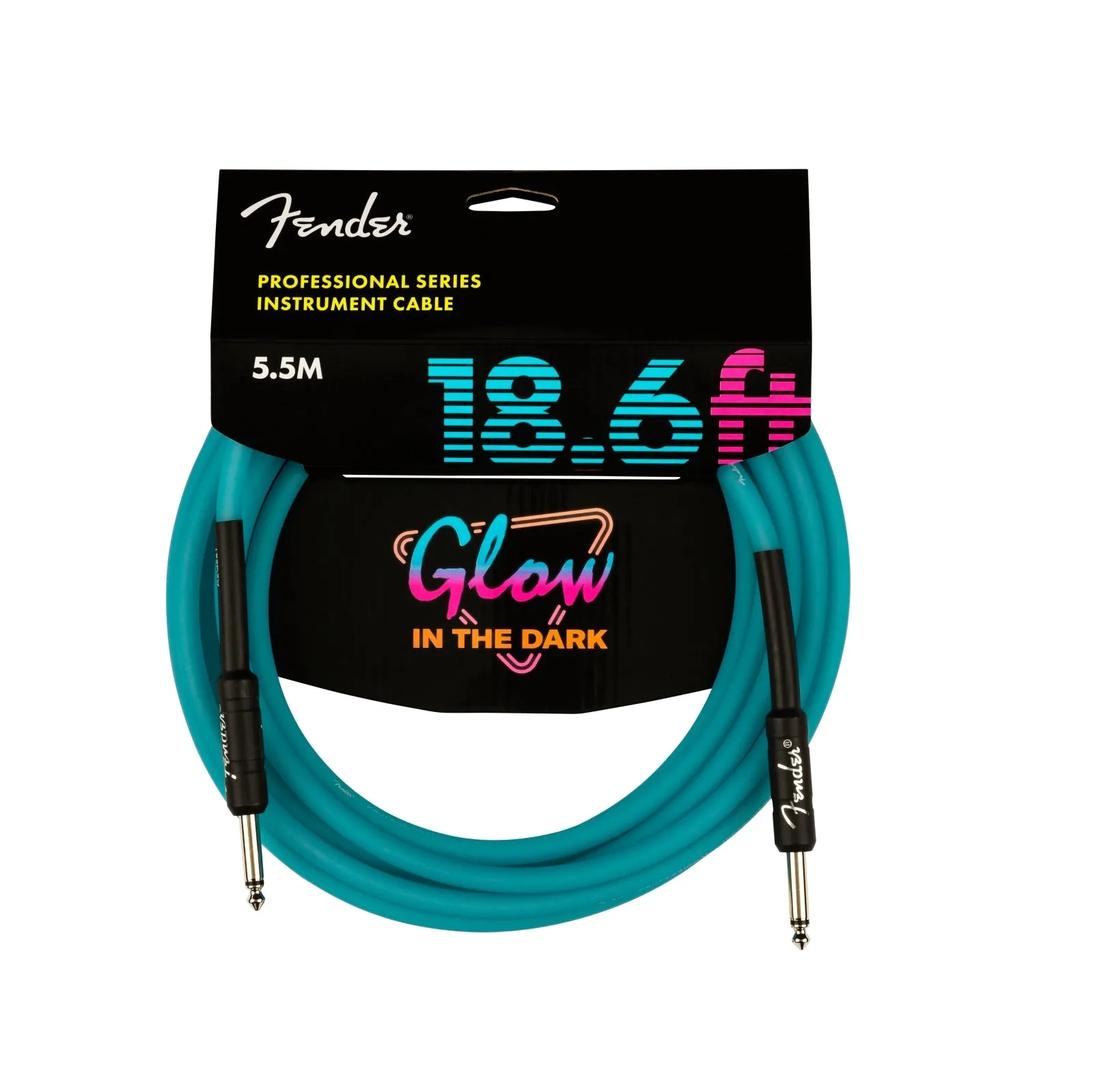 Fender Professional Series 18.6' Instrument Cables Glow In The Dark - Dark Blue