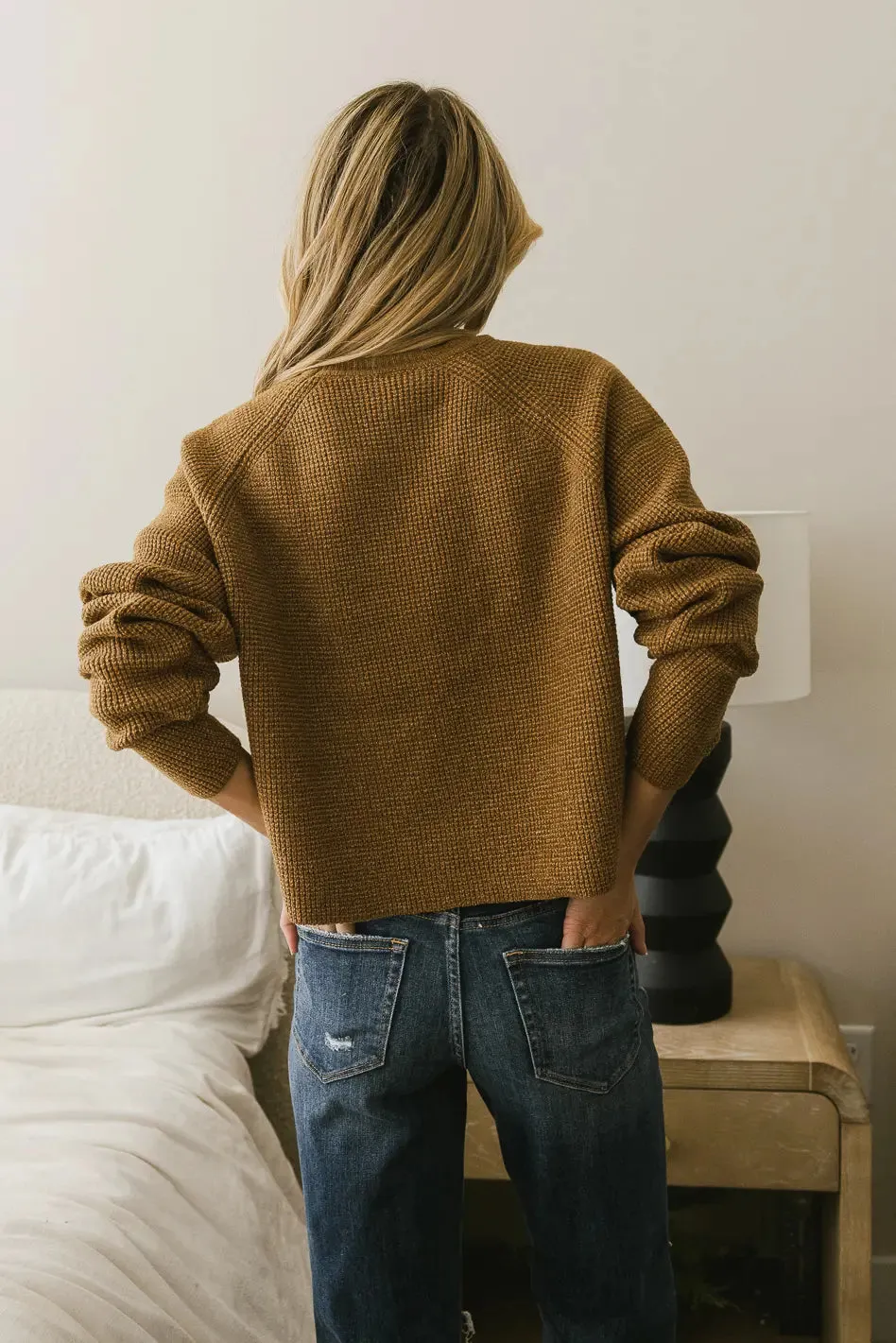 Gemma Waffle Knit Sweater in Brown - FINAL SALE