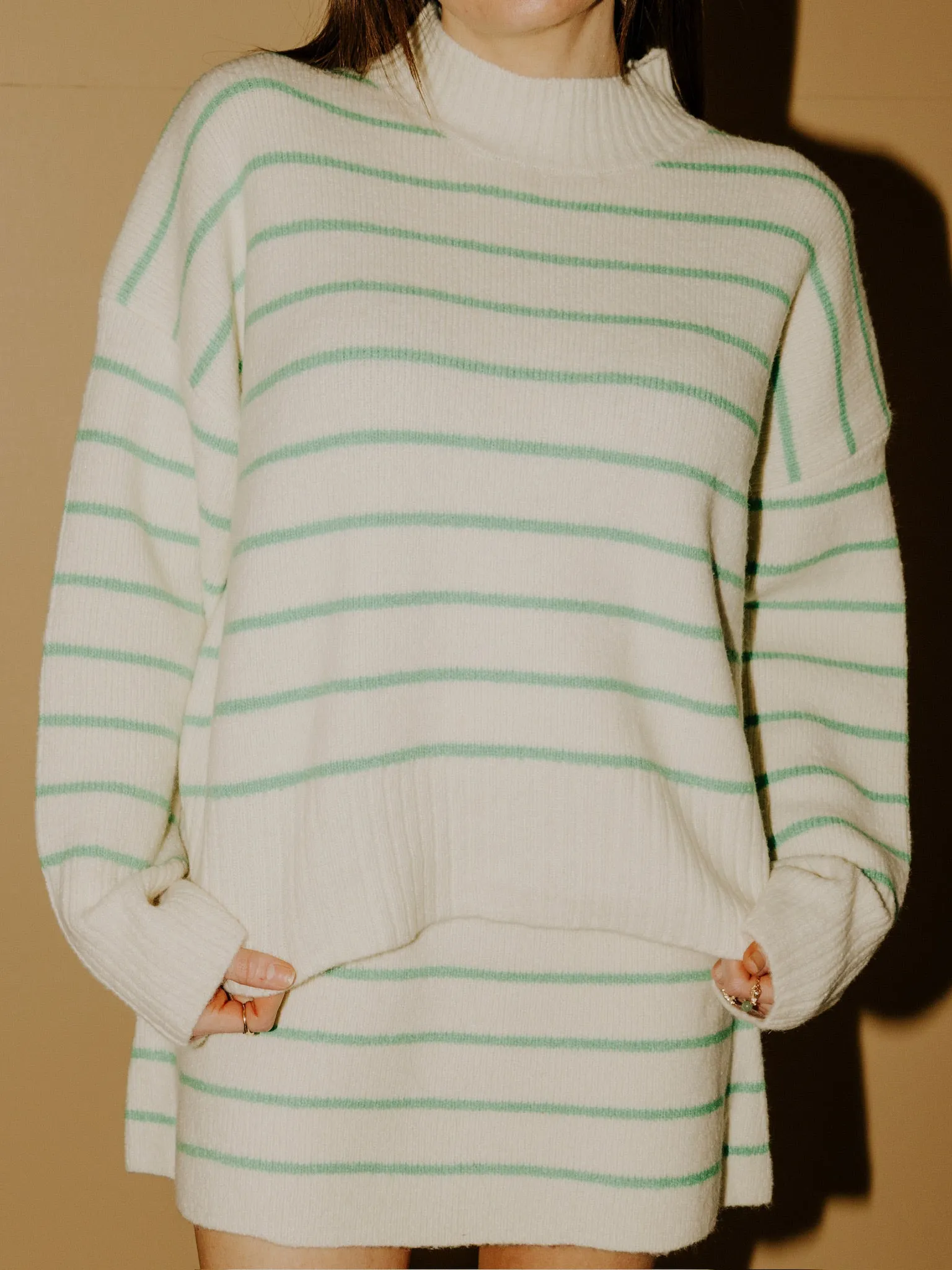 Geneva Striped Sweater - Cream/Green