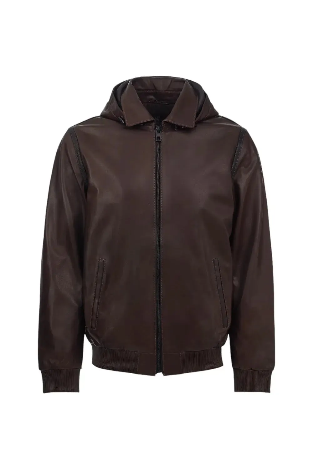 Gennaro Hooded Genuine Leather Jacket