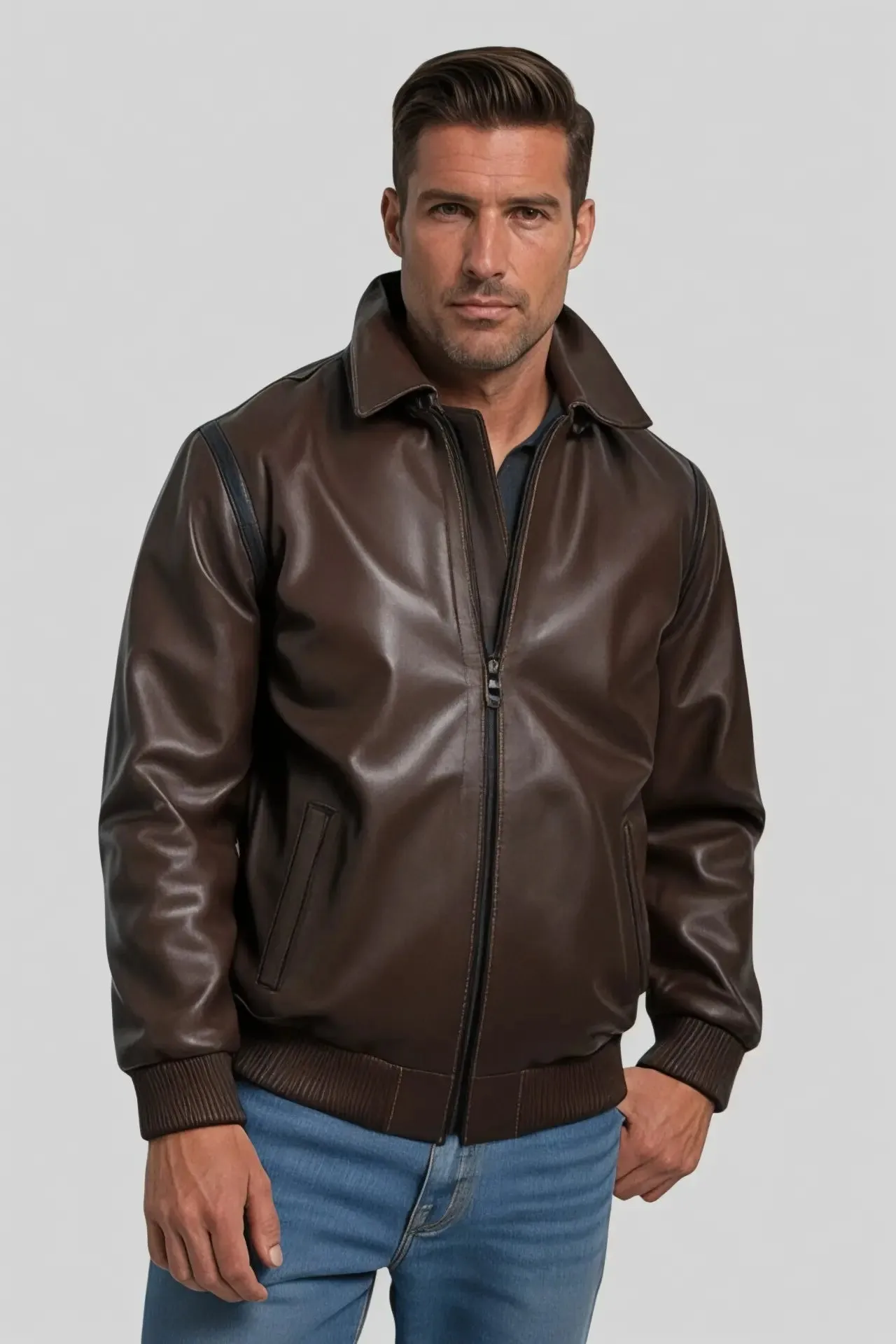 Gennaro Hooded Genuine Leather Jacket