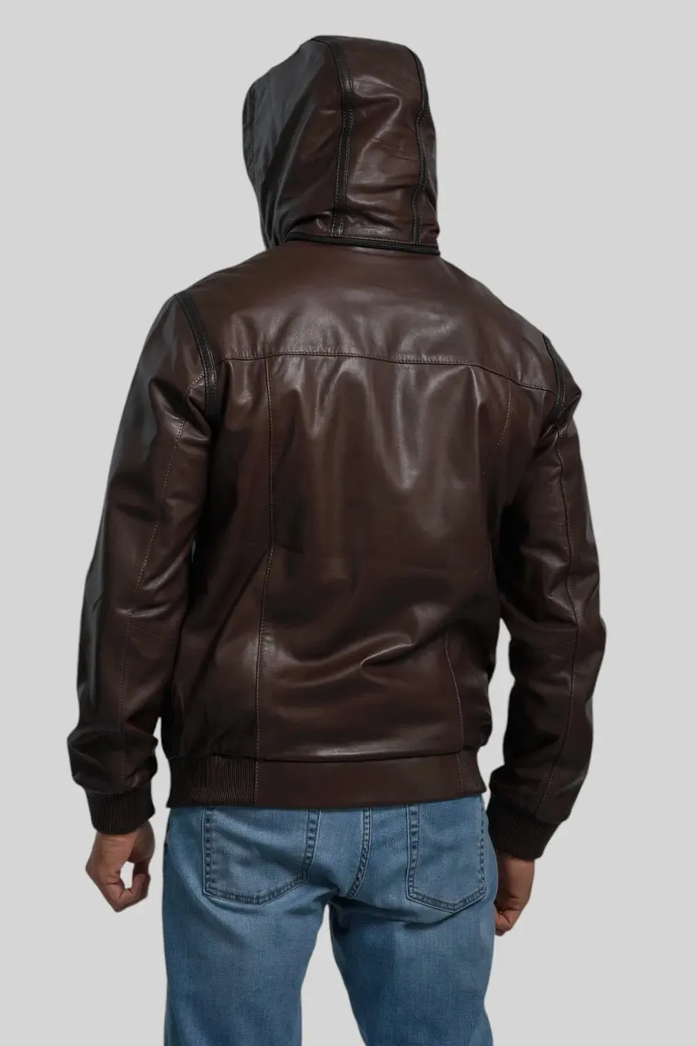 Gennaro Hooded Genuine Leather Jacket