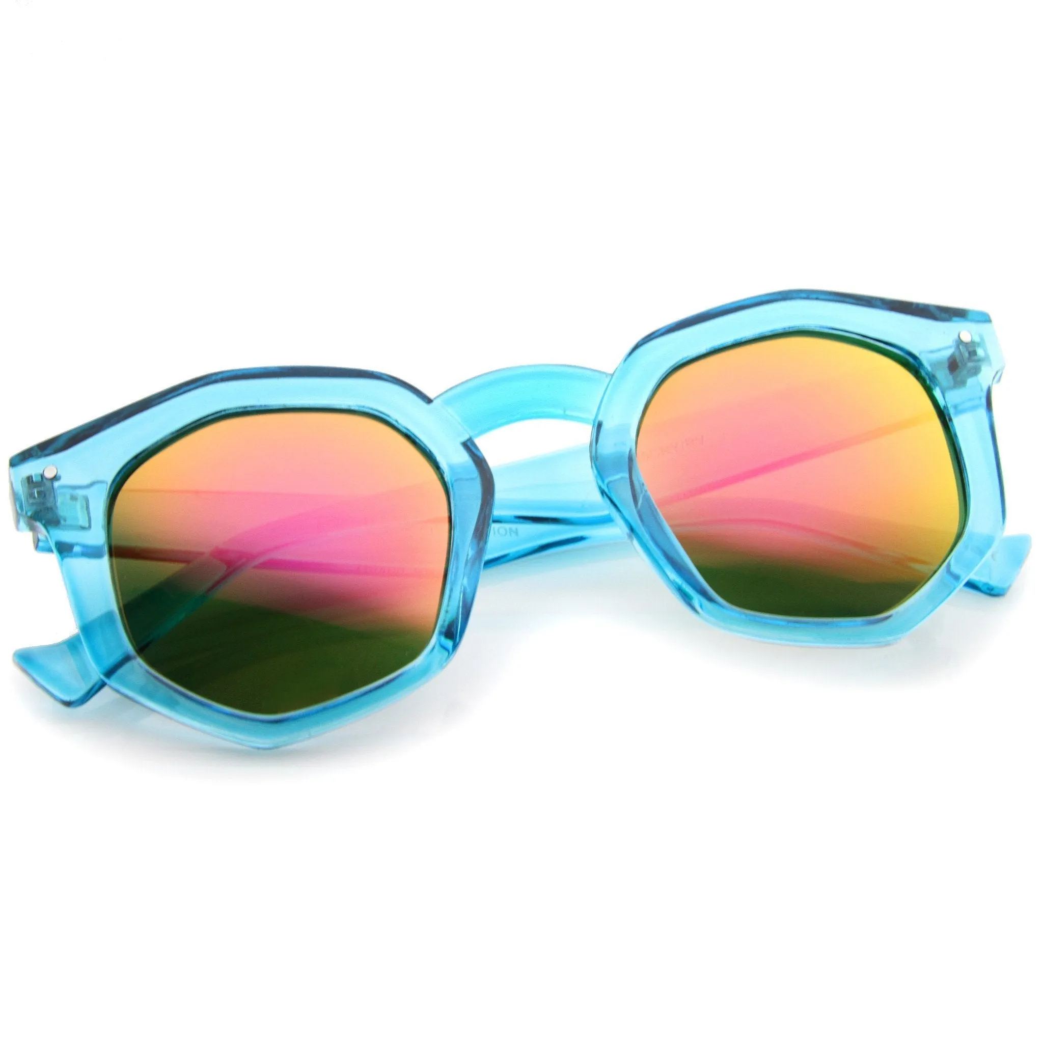 Geometric Colorful Translucent Hexagon Sunglasses