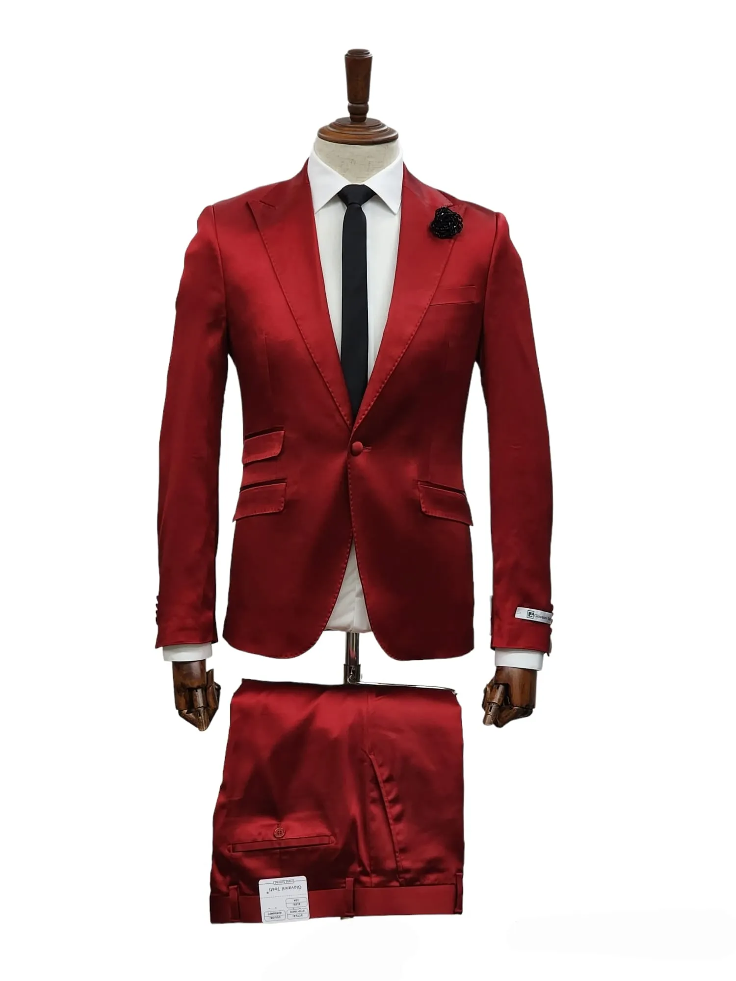 Giovamnmi Testi 1 Button Peal Lapel Stretch Stain Slim Fit Suit GT1P-19035 BURGANDY