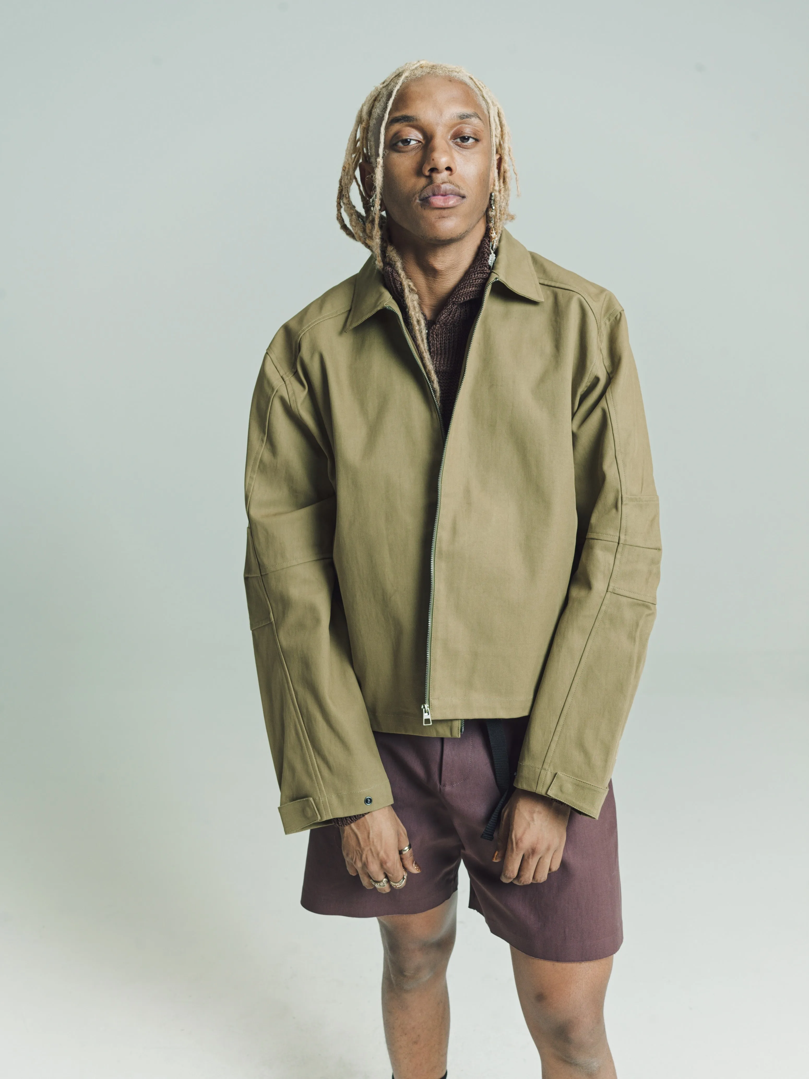 Green Moss Zip Up Shirt Jacket