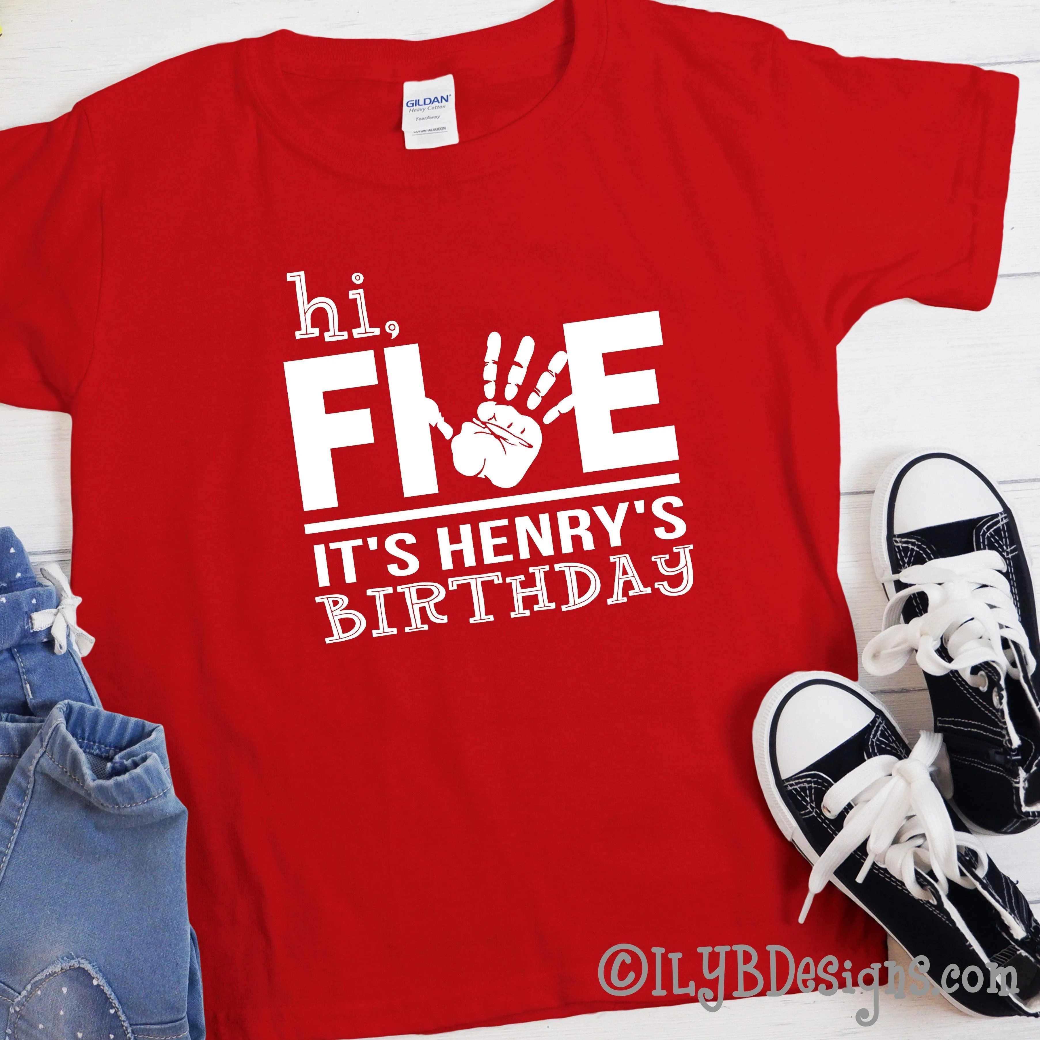 Hi Five 5th Birthday Shirt Personalized