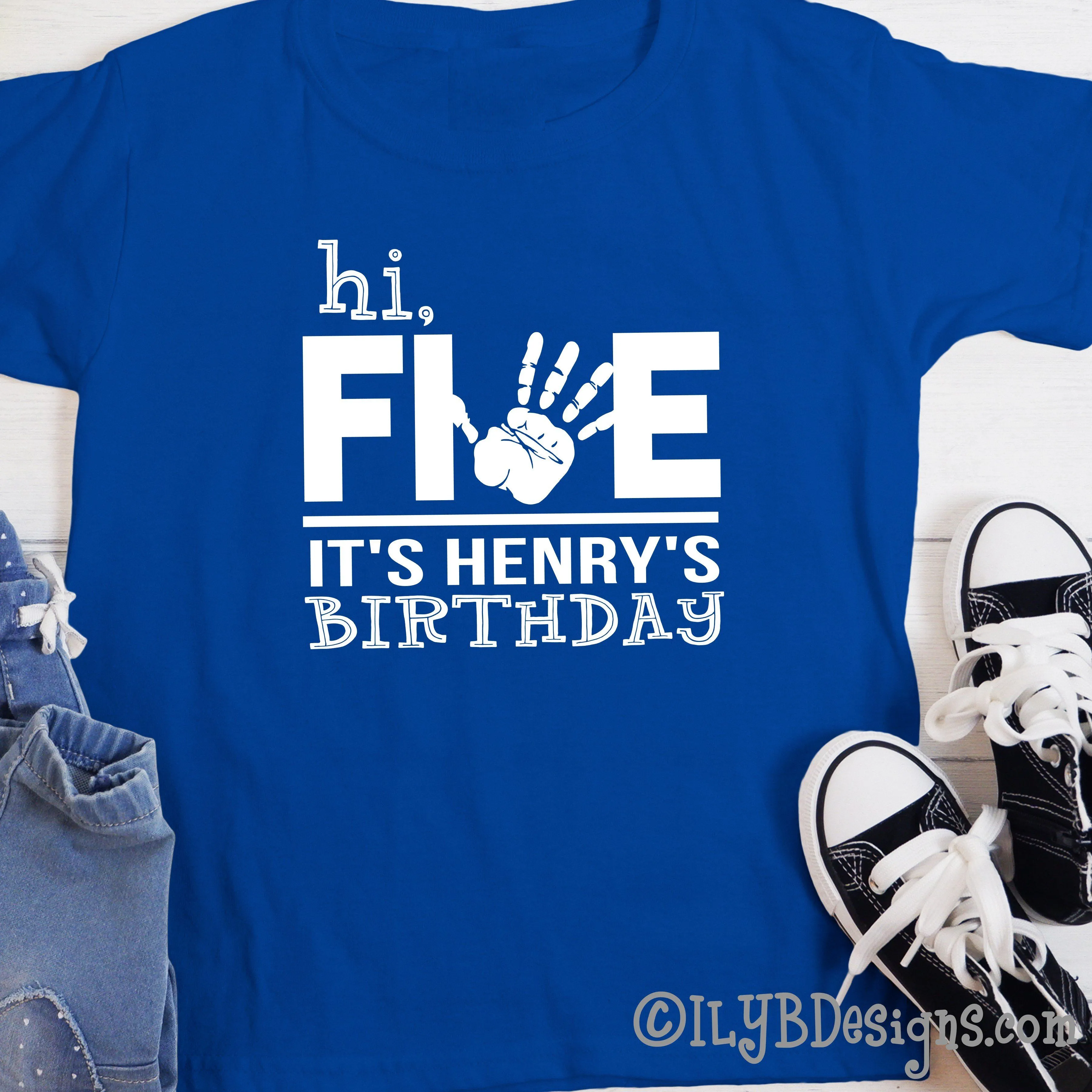 Hi Five 5th Birthday Shirt Personalized