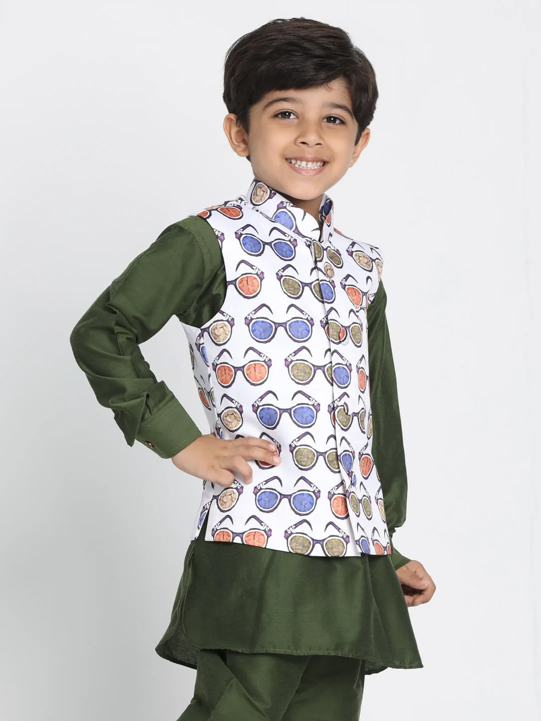 Jashvi Cotton Satin Blend Multicolor Baap Beta Ethnic Jacket