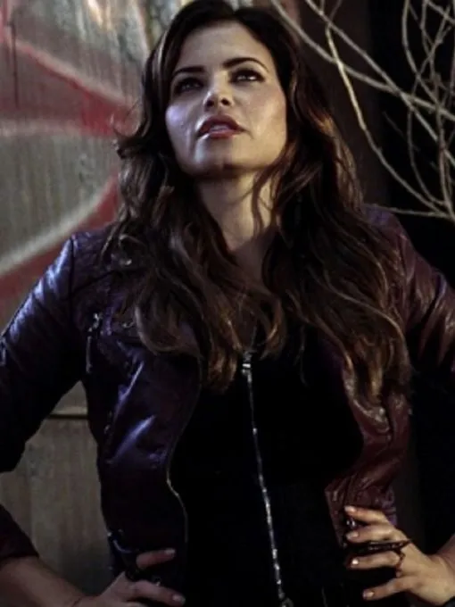 Jenna Dewan Maroon Leather Jacket