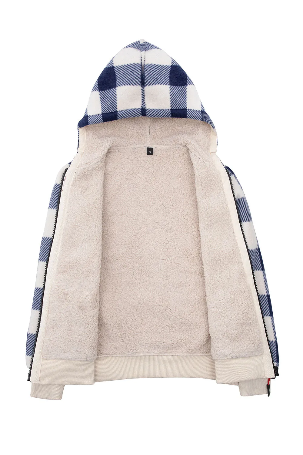 Kids Boys and Girls Sherpa Lined Full Zip Hooded Plaid Sweatshirt Jac