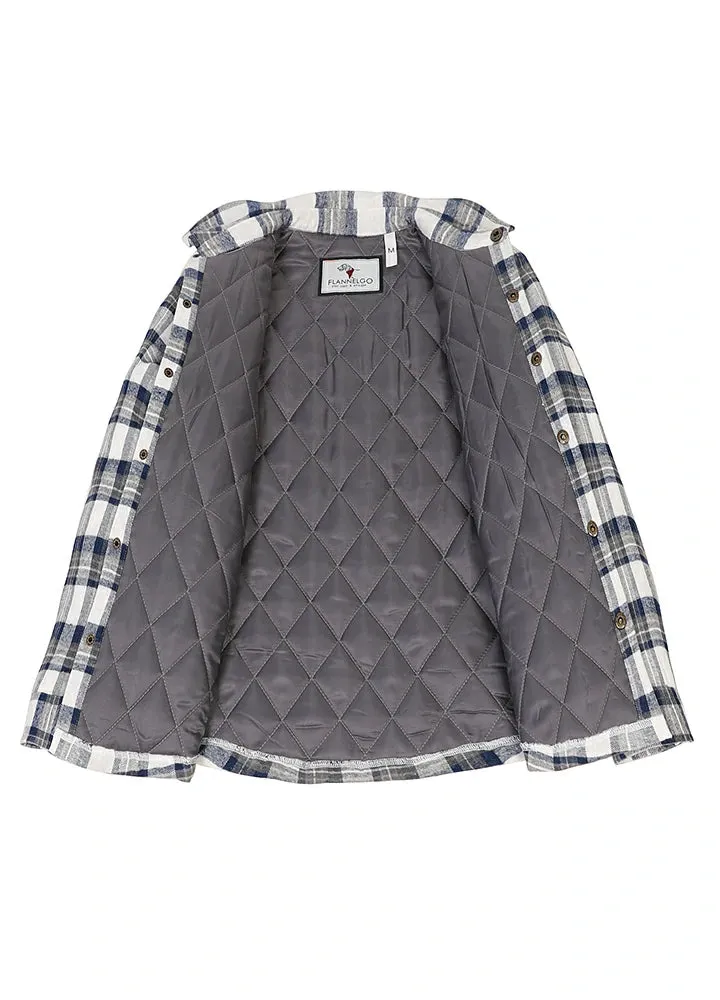 Kid's Quilted Lined Plaid Shirt Jacket, Snap Button Closure