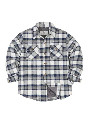 Kid's Quilted Lined Plaid Shirt Jacket, Snap Button Closure