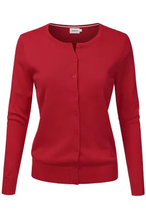 Knit Cardigan Sweater - Red