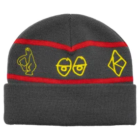 Krooked - Naskar Cuff Beanie Charcoal/Red/Yellow