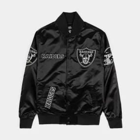 Las Vegas Raiders Satin Varsity Mens Jacket (Black/Grey)