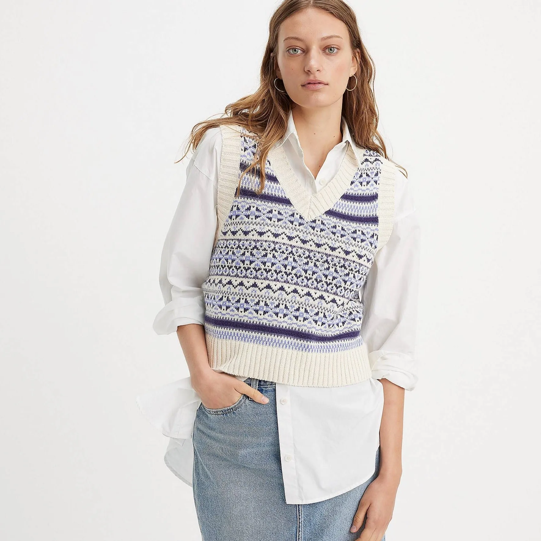 Levi's Brynn Sweater Vest in Syneve Fairisle Sunny Cream