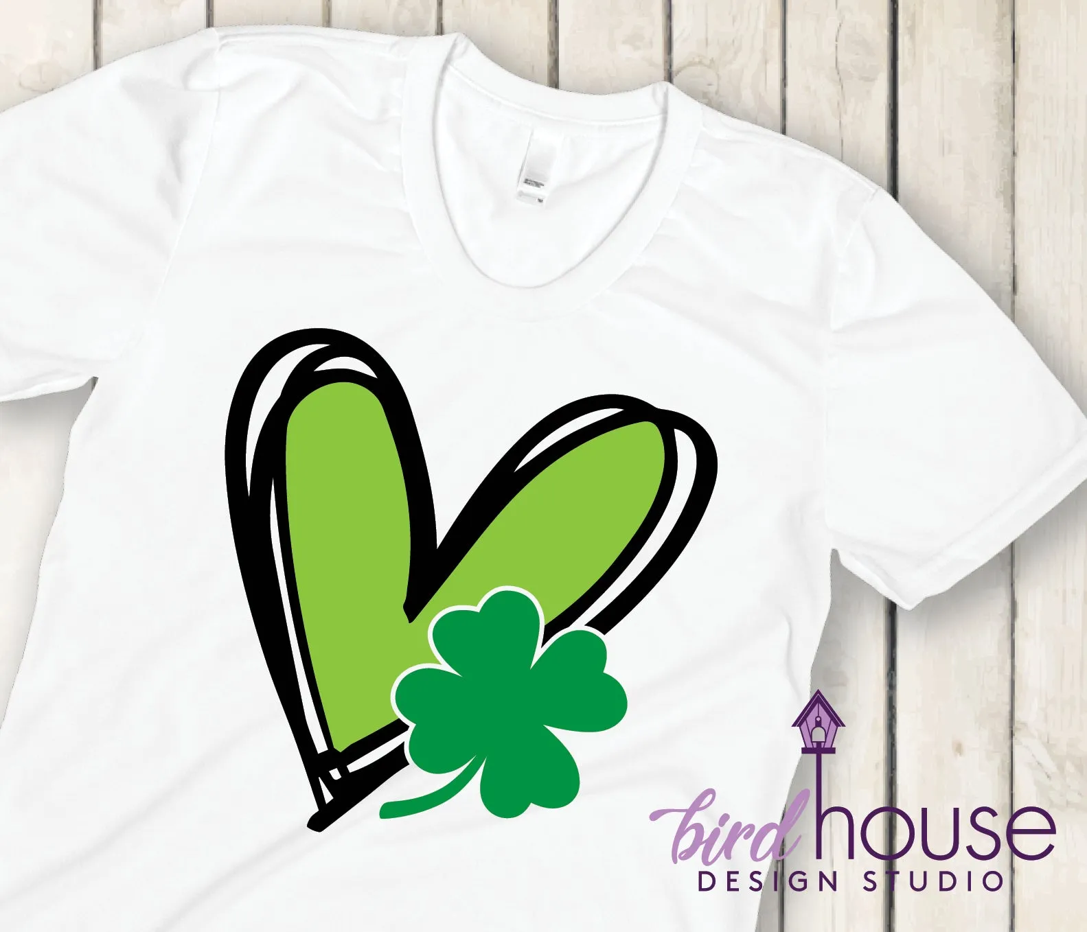 Love Heart Clover Shirt, Cute St. Patricks Day Tee, Matte or Glitter