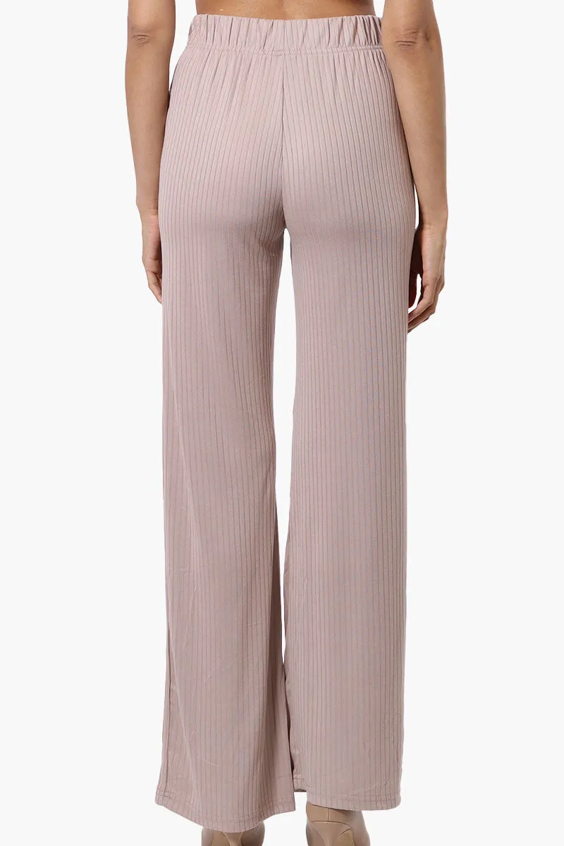 Majora Ribbed Wide Leg Pants - Beige