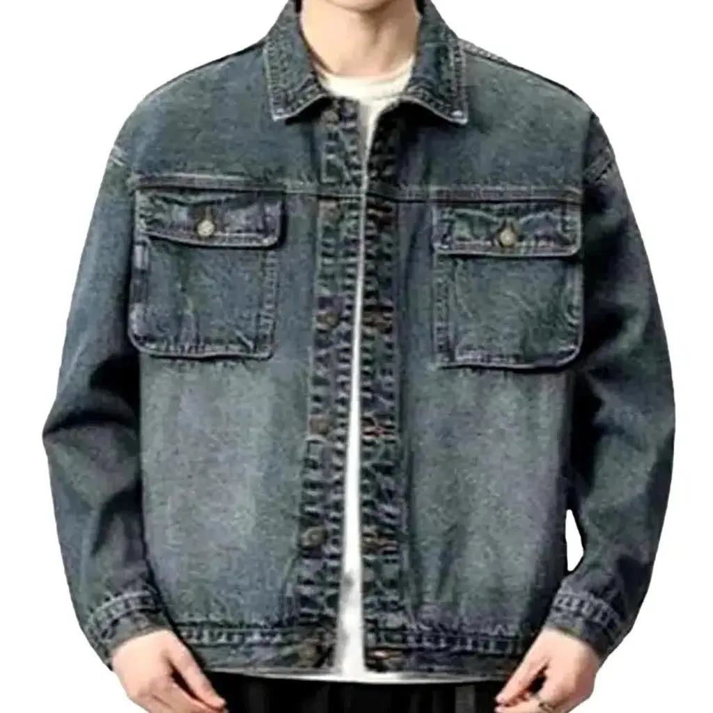 Medium-wash oversized jean jacket