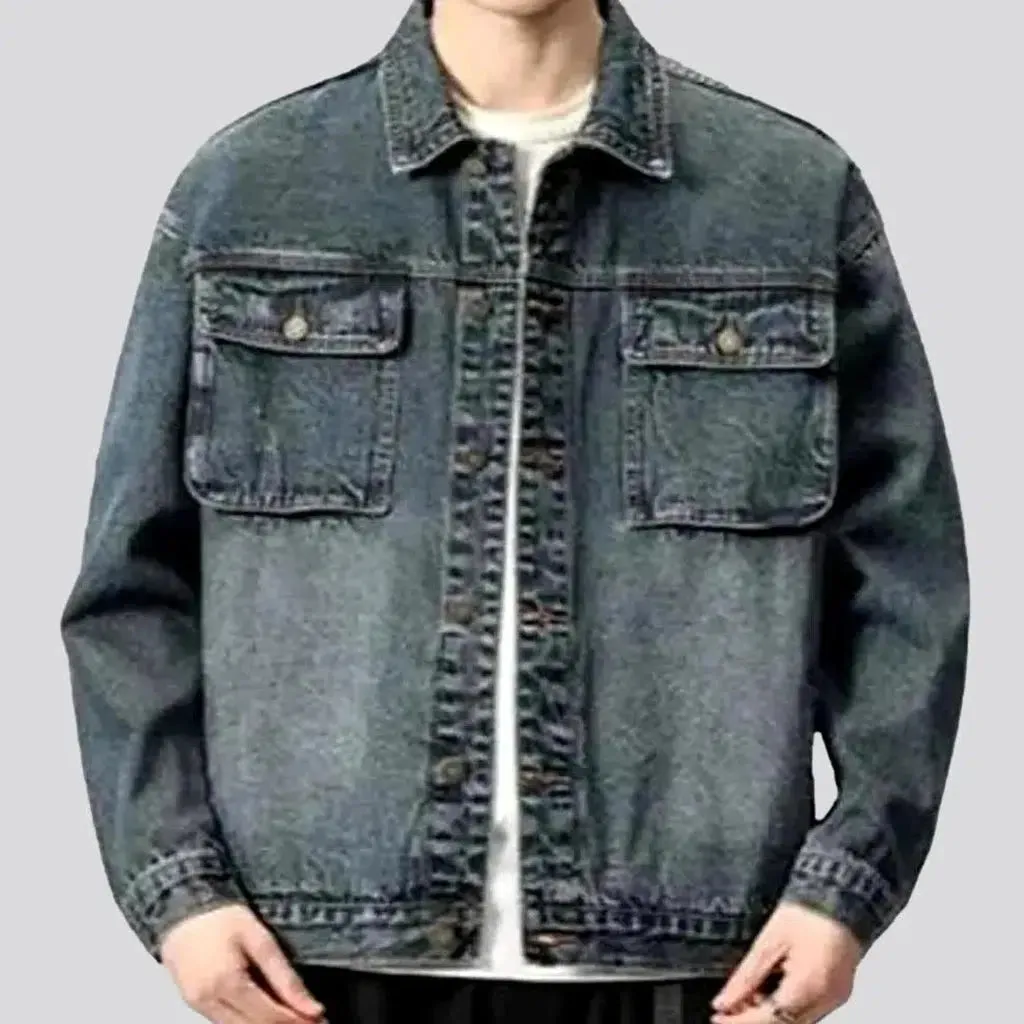 Medium-wash oversized jean jacket