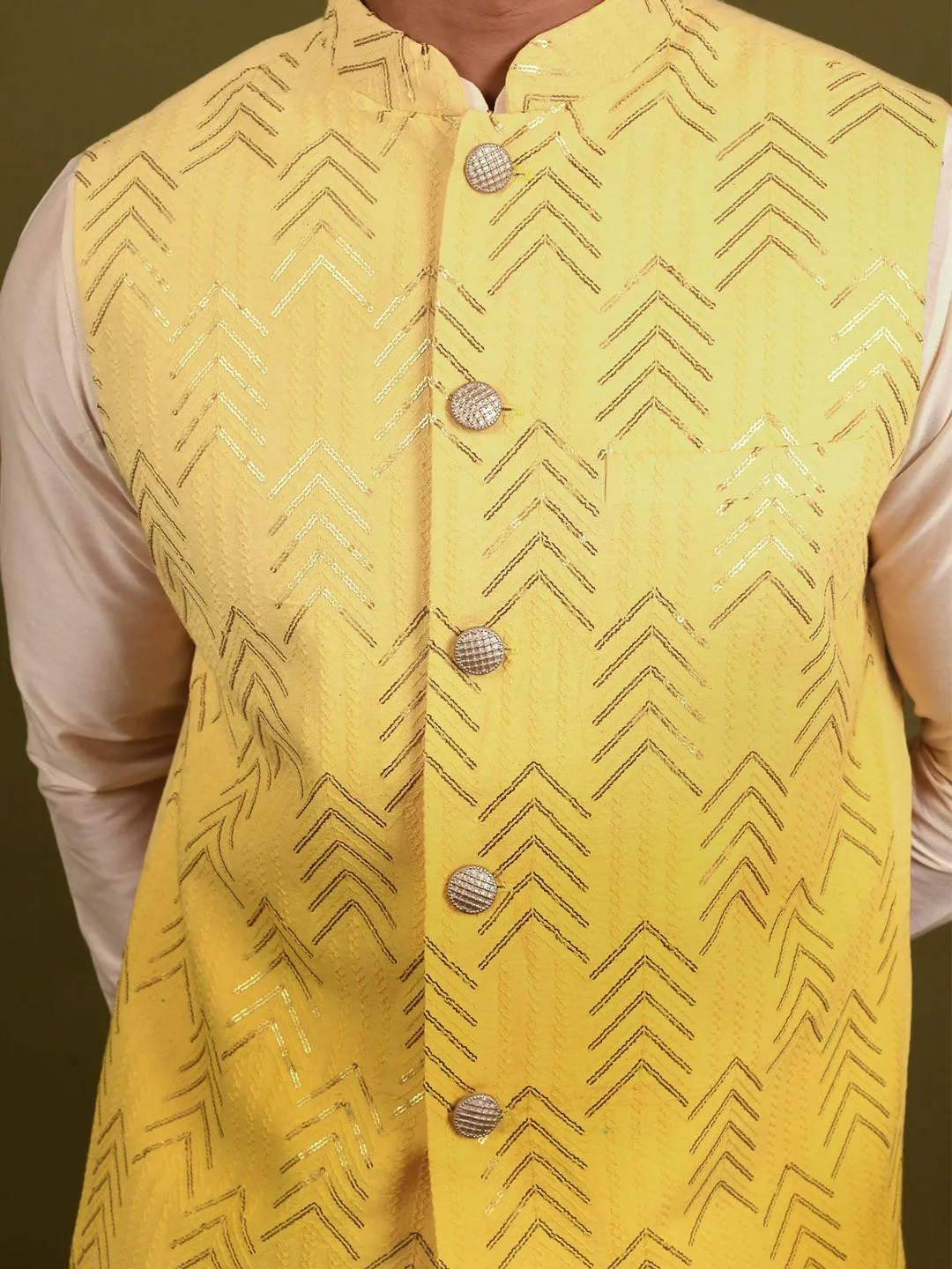 Men Yellow Only Nehru Jacket