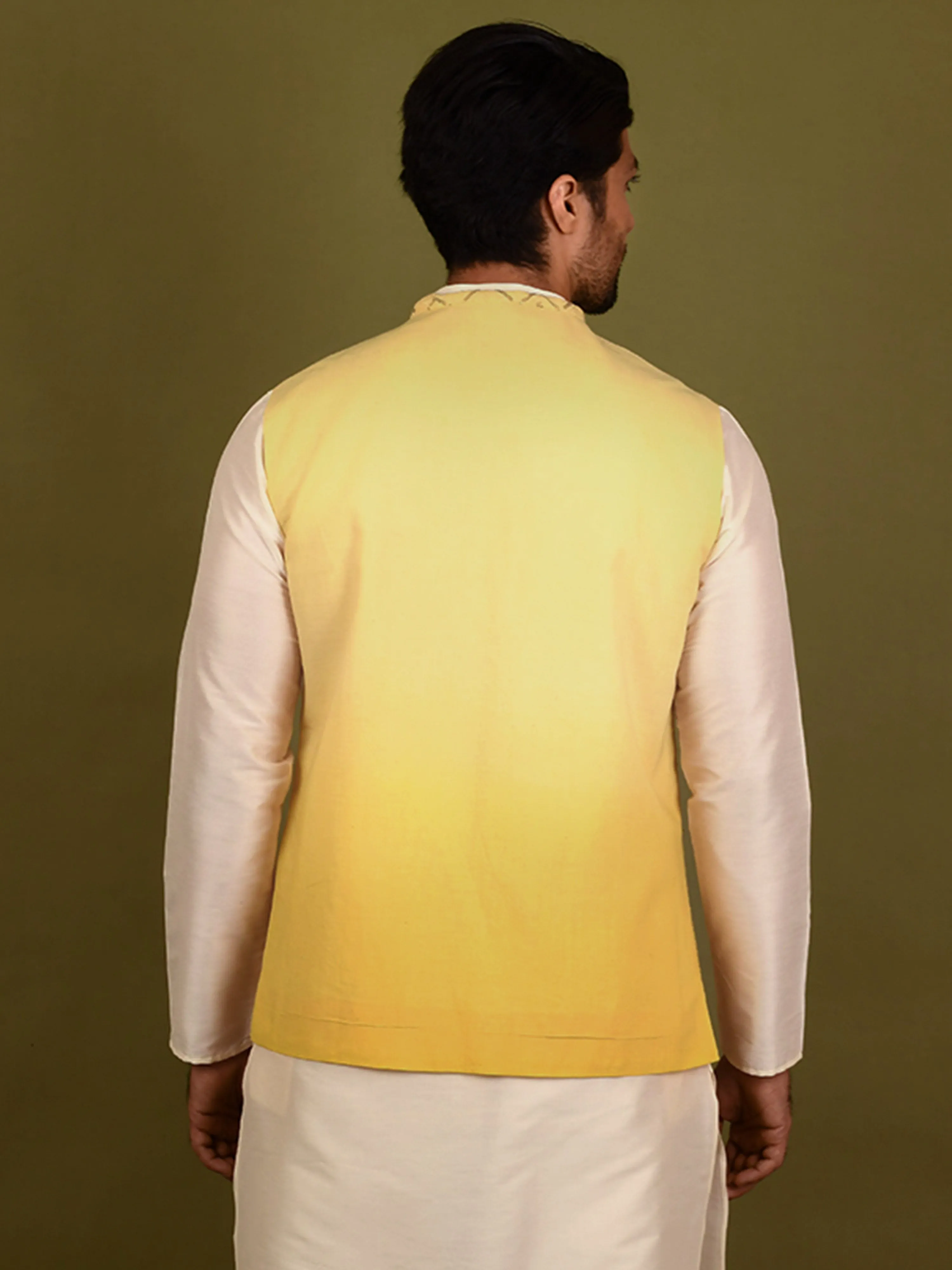 Men Yellow Only Nehru Jacket