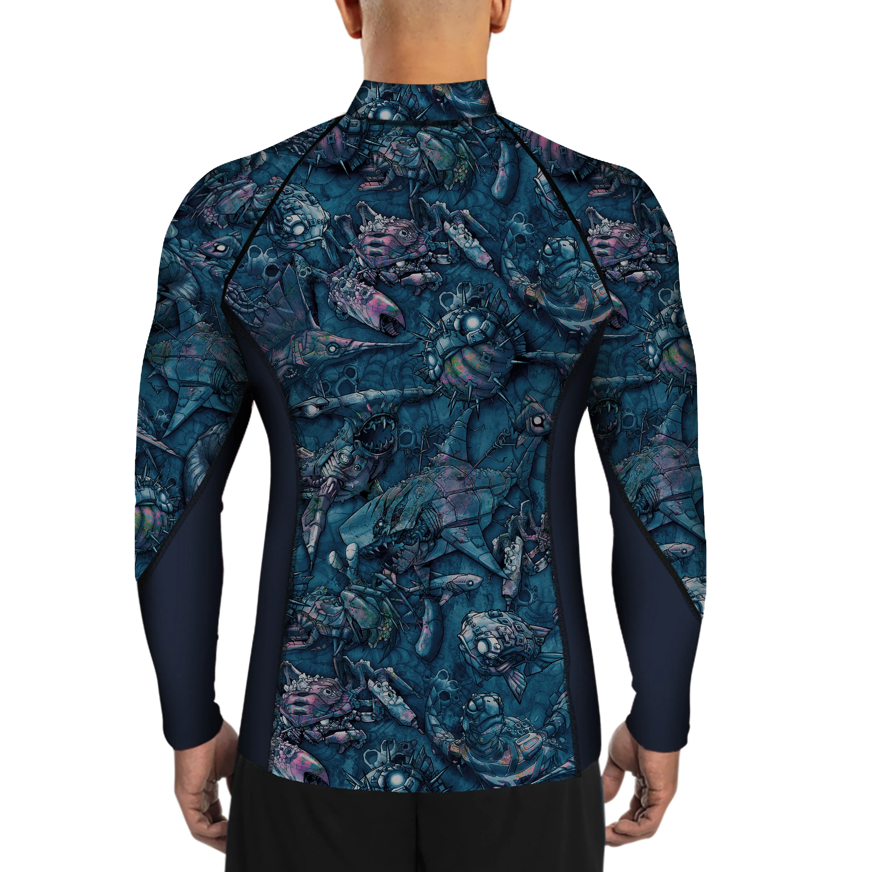 MENS Eco-friendly Full Zip Clockwork Ocean Rash Guard