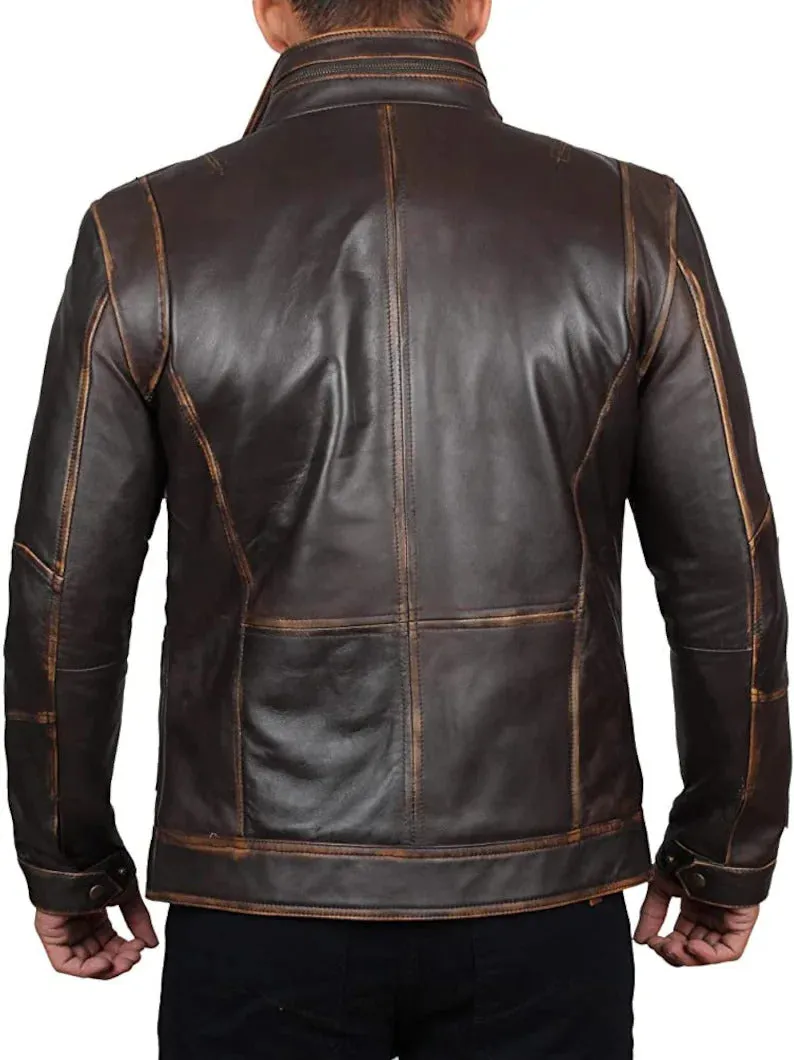 Men's Handmade Brown Biker Leather Motorcycle Jacket